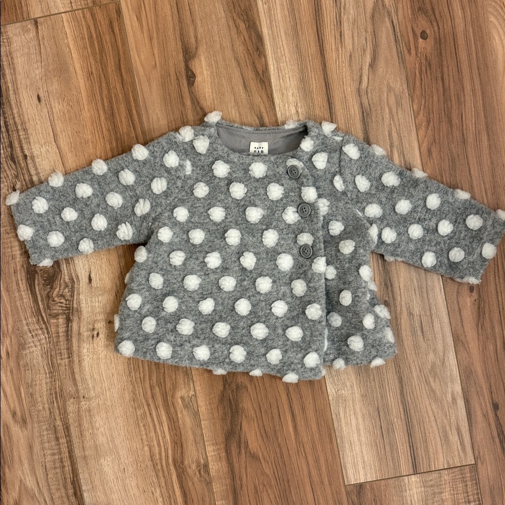 Baby Gap Gray Polka Dot Fuzzy Jacket
